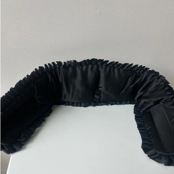 Drowsy Sleep in the City Silk Sleep Eye Mask Women Black Ruffle Blackout Travel - Picture 5 of 10